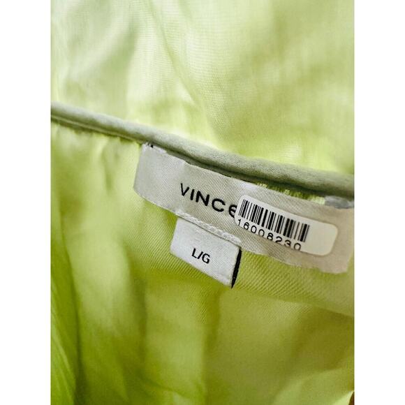 VINCE Sweet Grass Green Bow Pleated Back Maxi Dress Size Large - Picture 11 of 13